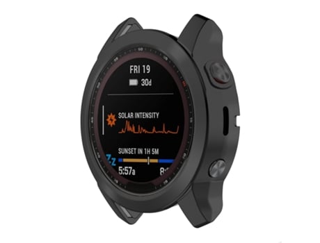 Caja de reloj con galvanoplastia hueca de medio embalaje de TPU Garmin Fenix 7S (negro)