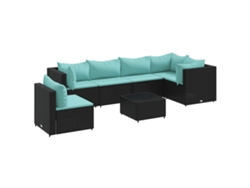 Maison Exclusive - Set De Muebles De Jardín Y Cojines 7 Pzas Ratán Sintético Negro