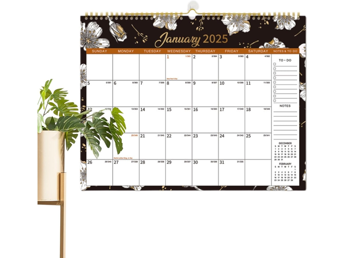 Calendario de pared de 38 x 28 cm para el hogar y la escuela, 2025