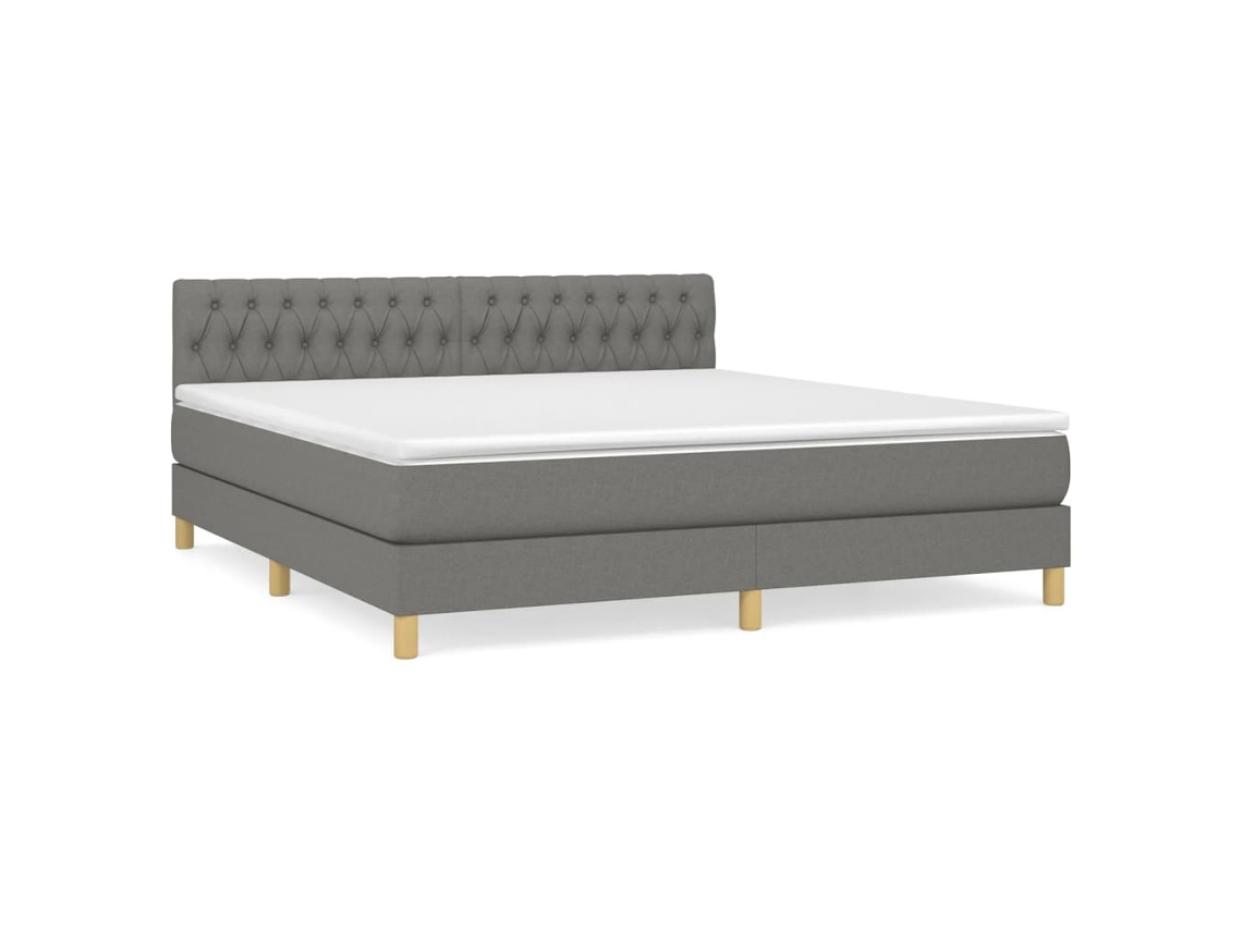 Maison Exclusive - Cama Box Spring Con Colchón Tela Gris Oscuro 180x200 Cm