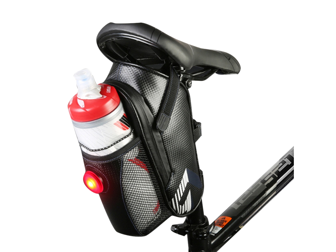 Bolsa Para Sillín De Bicicleta Con Portabotellas Y Luz Trasera Para Guardar Debajo Del Asiento.