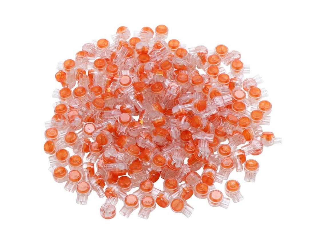 400 Conectores Uy K1 Para Cables De Datos, De 0,4 A 0,7 Mm De Diámetro, Sin Necesidad De Retirar El Aislamiento, Transparentes/naranjas.