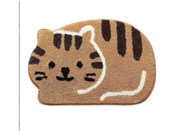Bonita alfombrilla absorbente antideslizante con forma de gato para baño, dormitorio y cocina - Marrón oscuro