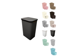 Cesto Ropa Sucia Pongotodo Con Tapa Y Asas | Cesta Colada Plástico Ratán | Cubo Ropa Sucia Ventilado | Baño Dormitorio | 38l/60l Negro 60 Litros