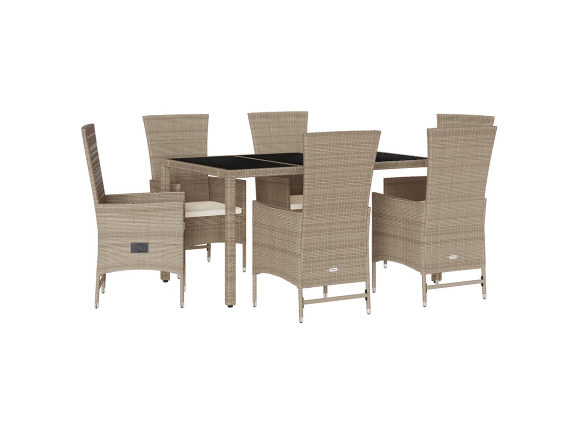 Maison Exclusive - Set Comedor De Jardín 7 Pzas Con Cojines Ratán Sintético Beige
