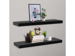 Estantes De Pared 2 Uds | Estante Flotante Negro 100x20x3,8 Cm