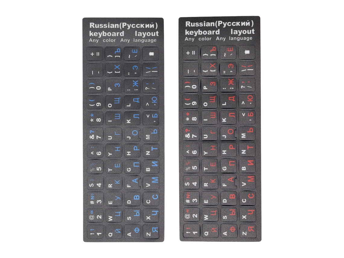 2pcs Adesivo De Teclado Russo À Prova De Água Poeira Revestimento Único Para Pc Laptop 1 Azul 1 Vermelho