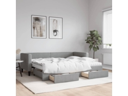 Sofá Cama Nido Con Cajones Tela Gris Claro 80x200 Cm