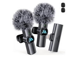 Micrófonos Lavalier inalámbricos K3Pro, paquete de 2, compatibles con iPhone/iPad, excelente reducción de ruido (negro)