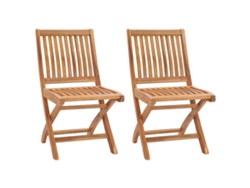 Sillas de jardín plegables de 2 piezas DKD Home Decor de madera maciza de teca