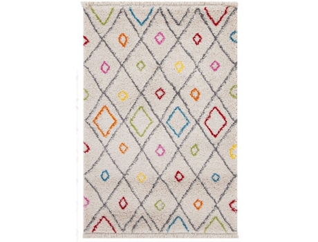 Alfombra Peluda de Estilo Bereber Tribal NOVATREND (135x190 cm)