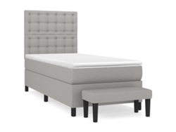 Maison Exclusive - Cama Box Spring Con Colchón Tela Gris Claro 90x190 Cm