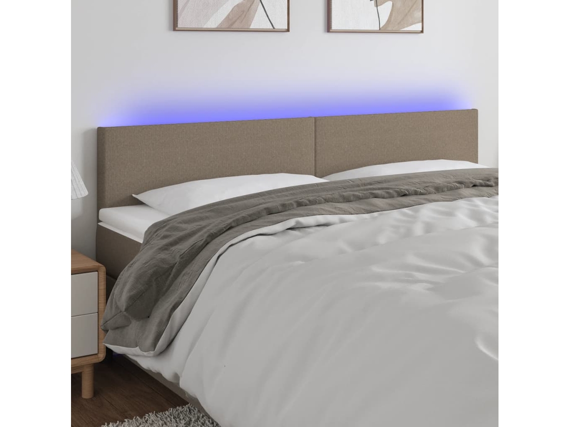 Cabecero Con Led De Tela Gris Taupe 160x5x78/88 Cm