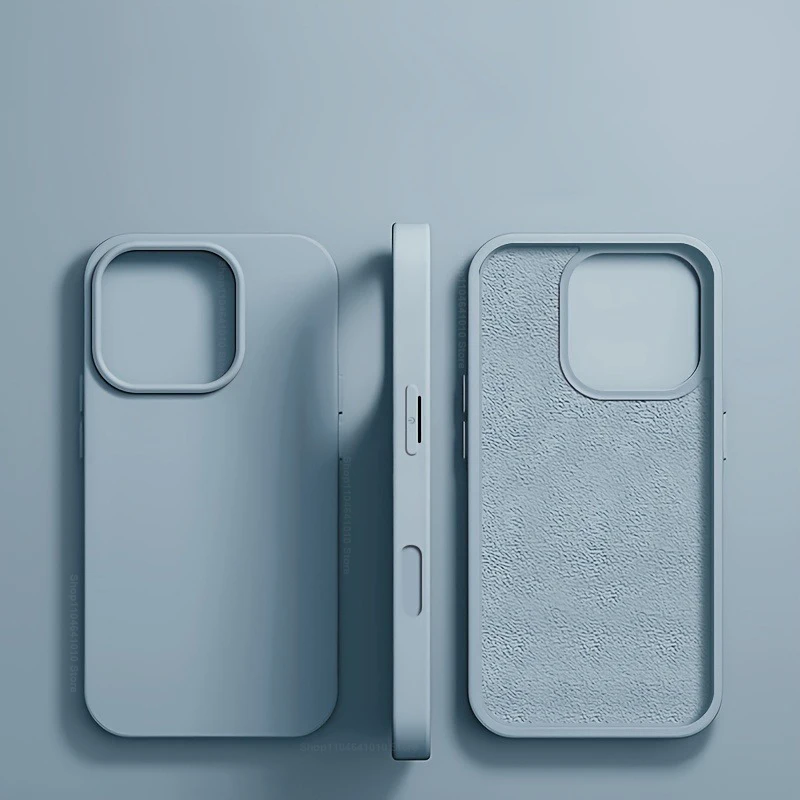 (iphone 12 Pro Max Azul Claro) Funda De Silicona Líquida De Lujo Para Iphone, Funda Suave A Prueba De Golpes.