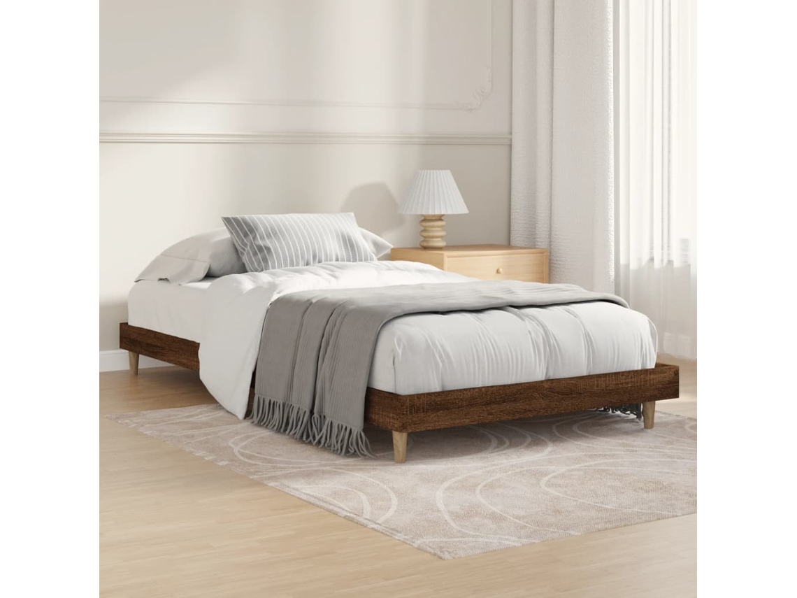 Estructura De Cama Sin Colchón Madera Marrón Roble 90x200 Cm