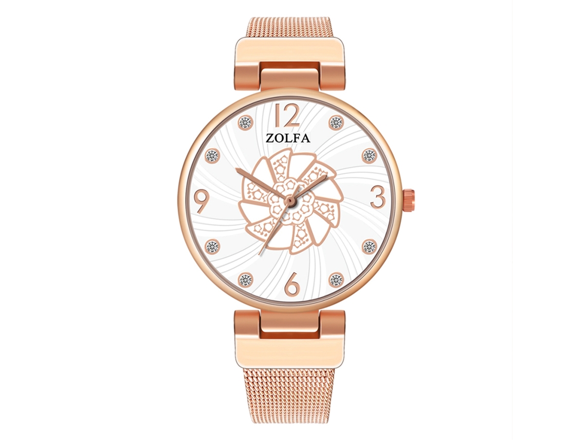 Reloj De Pulsera De Cuarzo Para Mujer Con Brazalete De Acero Y Diamantes De Imitación, Estilo Casual Y Moderno (oro Rosa Y Blanco).