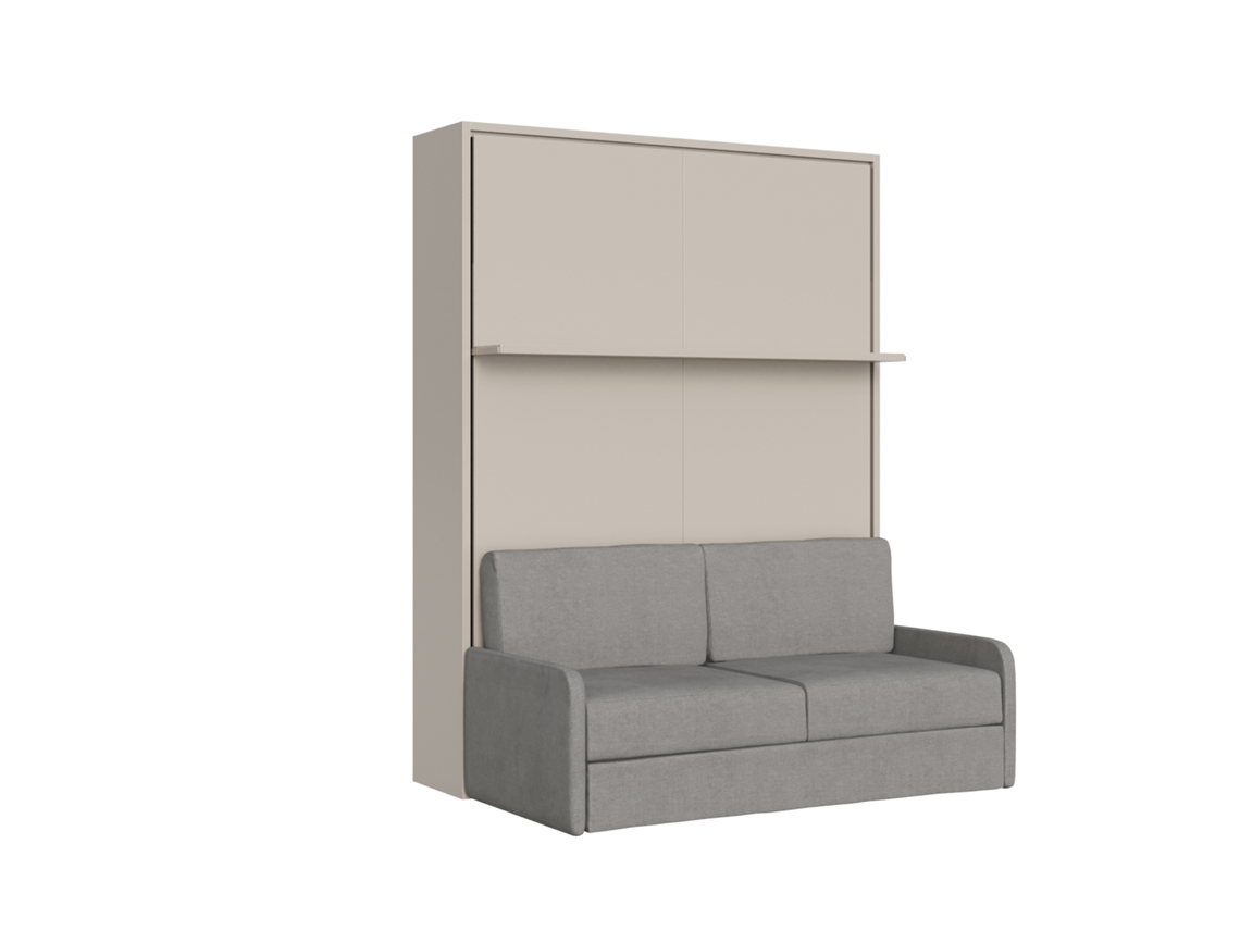 Cama Doble Abatible Vertical Versia Sofà 160 Con Sofá Y Estante Argilla