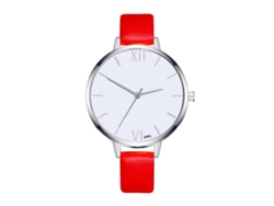 Reloj De Pulsera Ultrafino Y Sencillo Para Mujer Con Esfera Redonda Y Movimiento De Cuarzo, Ideal Para Negocios (rojo).