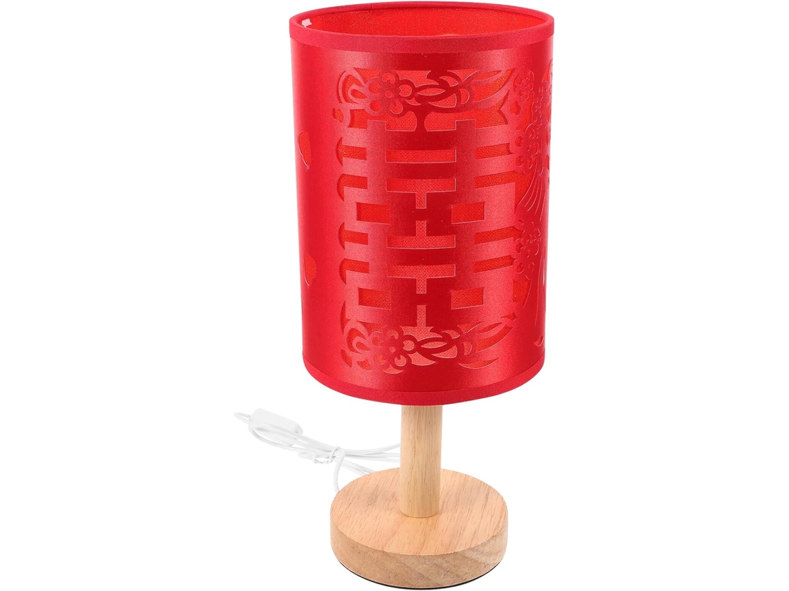Lámpara De Mesilla De Noche De Hierro Rojo Para Dormitorio