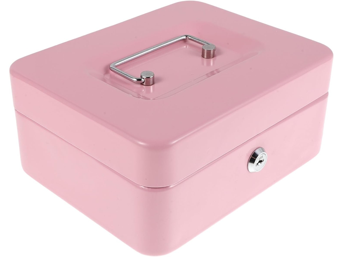 Caja Fuerte Portátil Rosa Con Cerradura De Llave