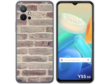 Carcasa para Vivo Y55 5G TUMUNDOSMARTPHONE Dibujos Ladrillo 01 Multicolor