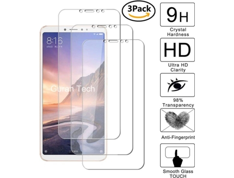 3x Protector Cristal Templado Xiaomi Mi Max3 HONGWE.