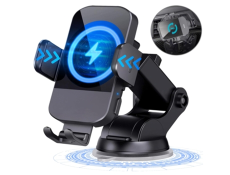 Cargador Inalámbrico Automóvil Teléfono Carga Rápida CHRONUS Negro