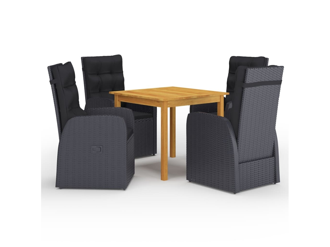 5 Piezas Conjunto De Jantar De Jardim Preto Dkd Home Decor