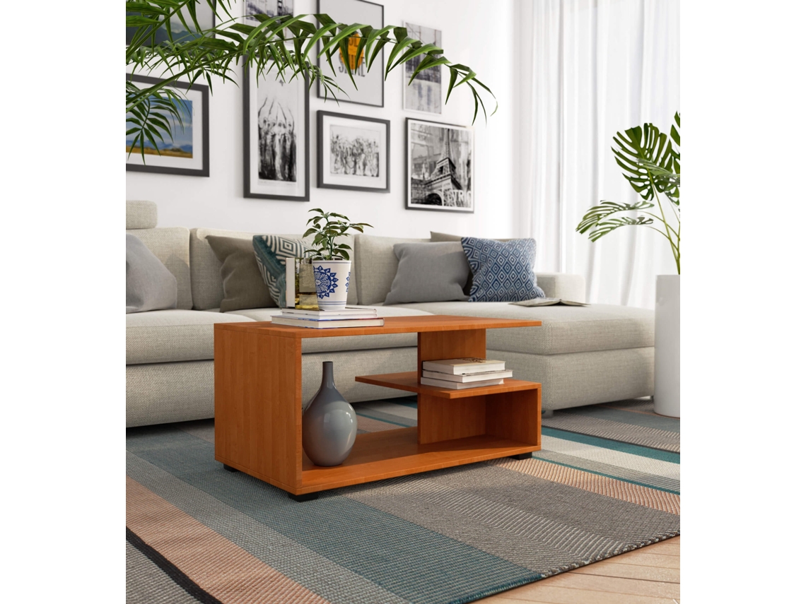 Mesa De Centro Akord Pin Aliso 90 Cm Frente En Color Aliso 90x51x45 Cm