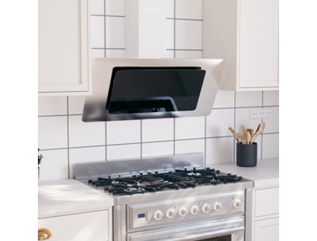vidaXL Campana extractora acero inox y vidrio templado plateado 90 cm