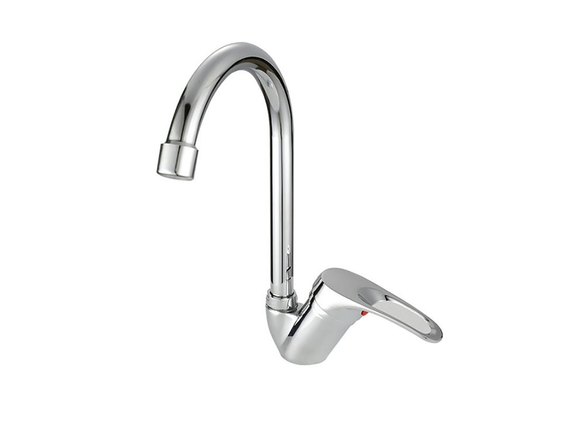 Grifo de cocina giratorio de aleación con una sola mano para agua caliente y fría