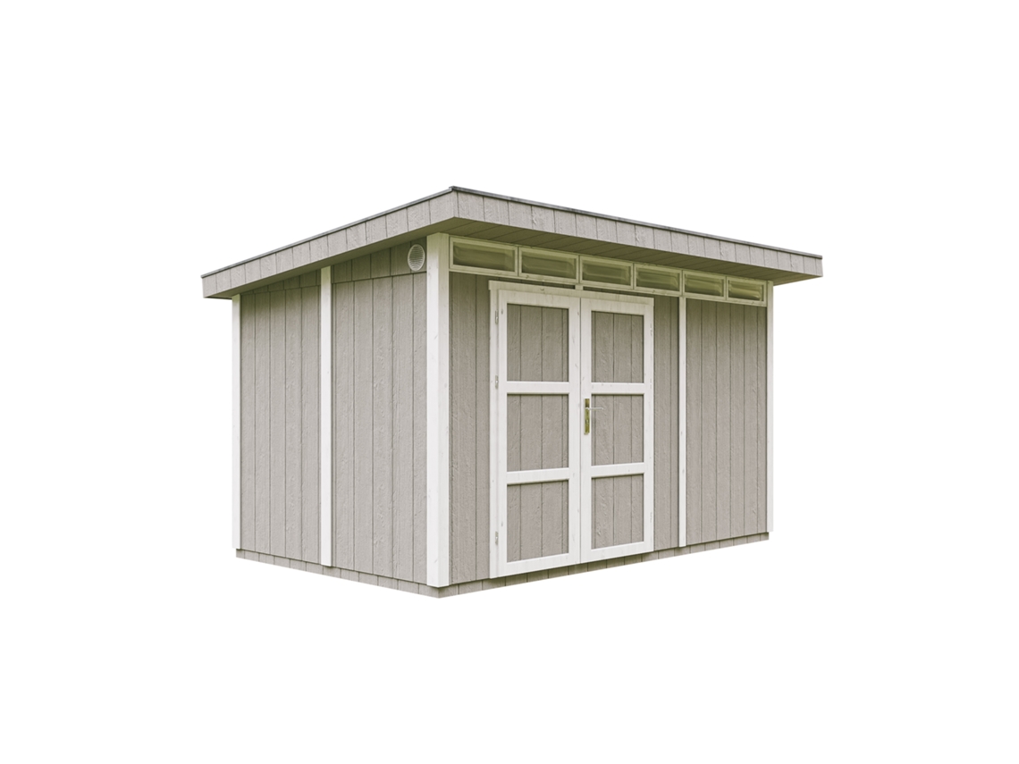 Caseta Jardin paneles a base de Madera LP SmartSide 8,7 m² con Suelo y Baldosas Bituminosas - L279xA412xA237 cm - TIMBELA M904A - TUNDRA GREY