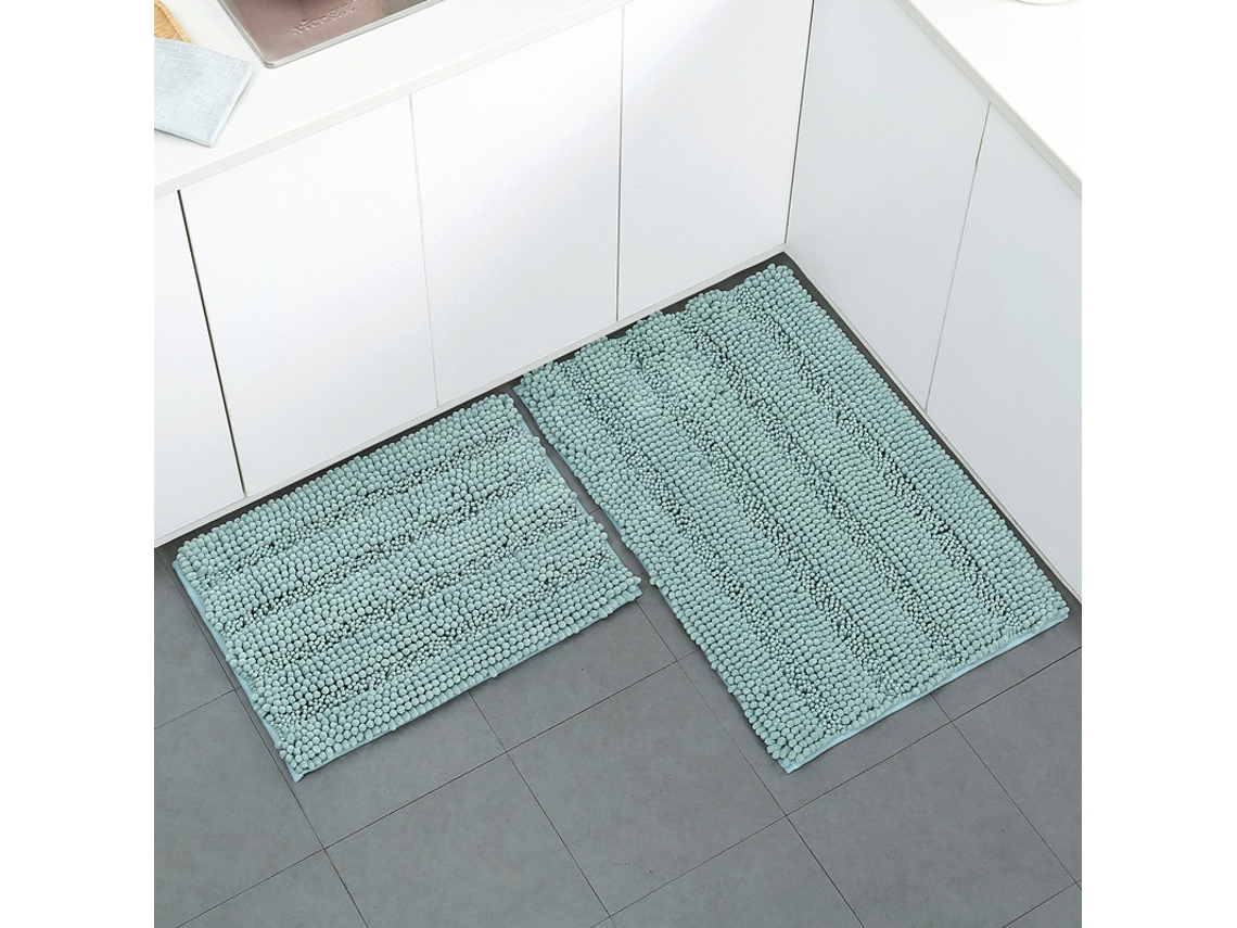 Alfombra de Baño LUUCOZK Antideslizantes Absorbentes Decoración Baño Secado Poliéster Verde (51x81cm)