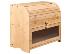 Pãozeira Com Dois Níveis E Painel Canelado Beliani Levain De Bambu Castanho 42x25x37