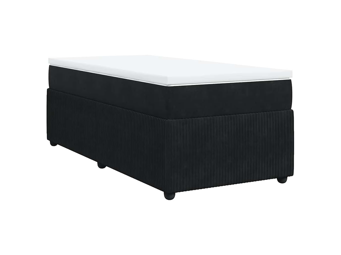 Maison Exclusive - Cama Box Spring Con Colchón Terciopelo Negro 90x200 Cm