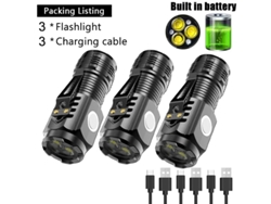 Mini linterna superpotente de tres luces, luz potente, portátil, recargable, ideal para uso diario e iluminación de emergencia. Aeuzwr