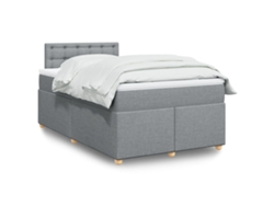Cama Box Spring Con Colchón Tela Gris Claro 120x200 Cm