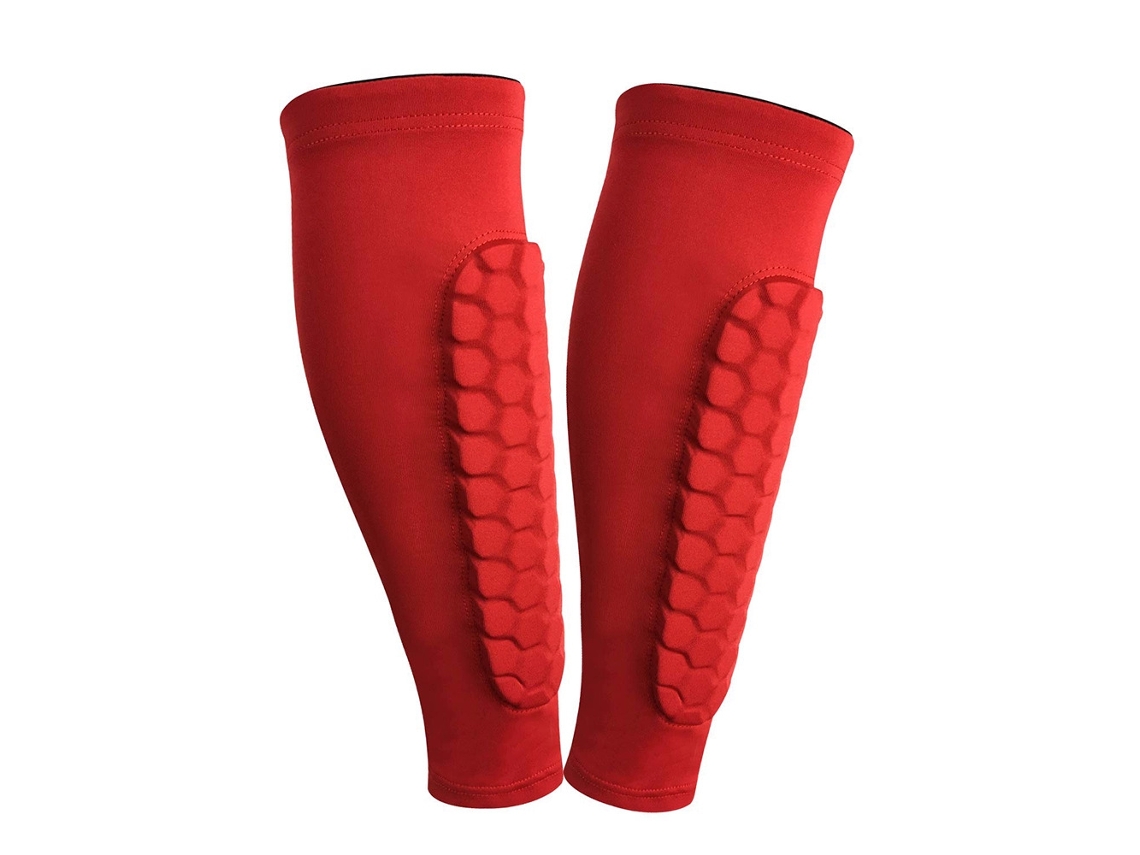 1 par de espinilleras de fútbol, protectores de pantorrilla L (rojo) Digitallab
