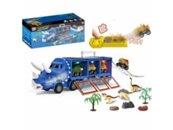 Rebe-brinquedo De Caminhão De Dinossauros Modelo Transportador Com Luzes Piscantes Para Meninos Cor Azul Escuro
