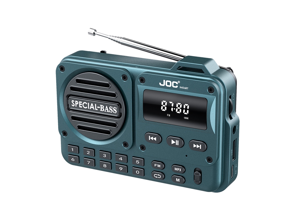 Radio FM portátil con batería recargable, compatible con USB, tarjeta TF, reproductor MP3, auriculares, Bluetooth y receptor FM. Viewleaf