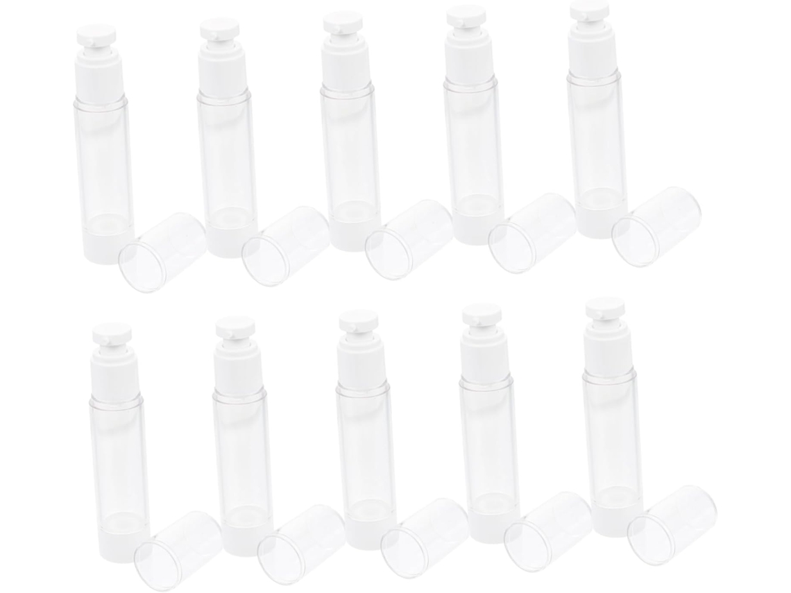 10 Botellas De Viaje Reutilizables Tipo Báscula, Transparentes, Para Emulsiones Y Lociones.
