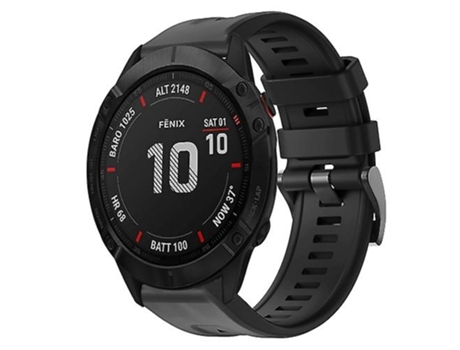 Correa para Garmin Fenix 6X Zafiro Hebilla de metal Correa de reloj de silicona de color sólido Negro VENISYMLIS