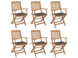 Sillas de jardín plegables de 6 piezas con cojines DKD Home Decor