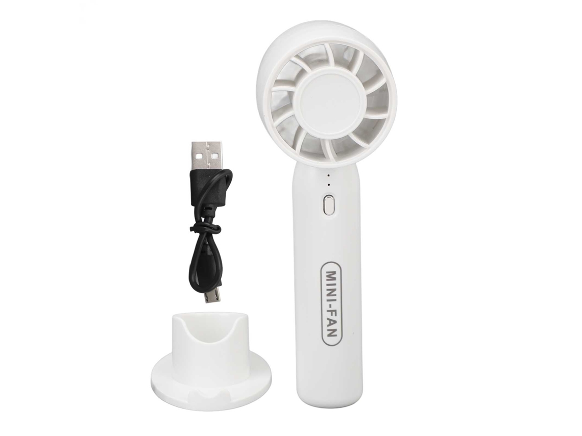 Ventilador portátil recargable por USB con 3 velocidades - Blanco