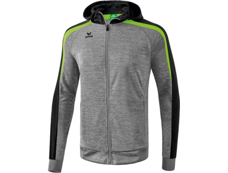 Chaqueta Entrenamiento ERIMA Liga 2.0 con Capucha (Gris, Negro y Verde - XL)