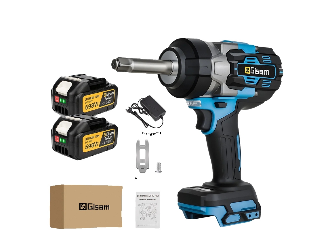 Llave de impacto, par de 2800 N·m, motor sin escobillas, 2 baterías, caja de cartón OEM