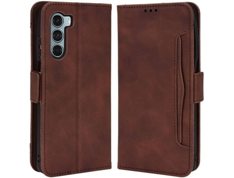 Funda y Protector de Pantalla Motorola Moto G200 5G, Edge S30 HFS-HOUSE Cartera Marrón