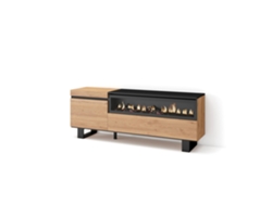 Mueble TV Televisión 150x57x35cm Para TV hasta 65 Chimenea eléctrica Diseño industrial Roble y negro