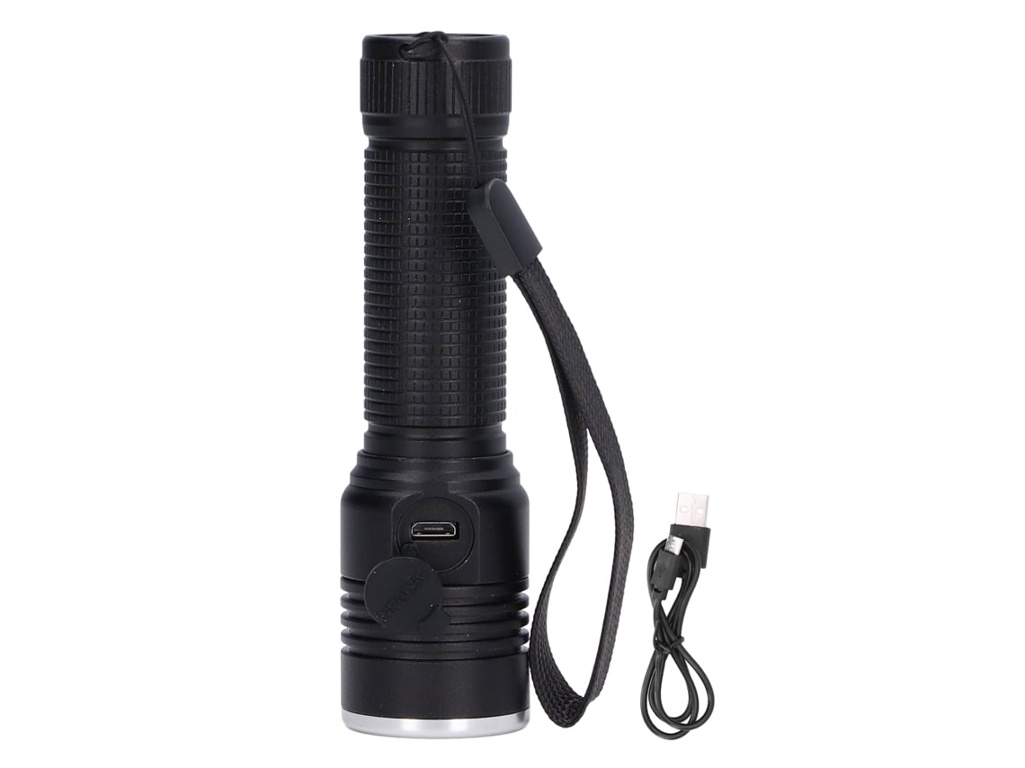 2026-linterna Led Telescópica Con Zoom 2000lm Función Protectora Barril De Aleación De Aluminio Negra Para Camping Y Exterior