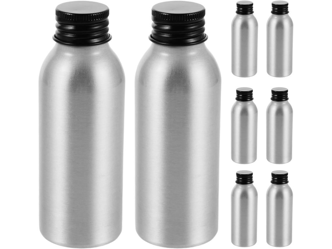Lot De 8 Botellas En Aluminium 100ml Bouchons Negros R24, Frascos Recargables Impermeables Pour